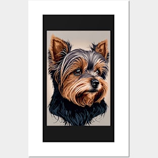 Super Cute Yorkshire Terrier Puppy Portrait Posters and Art